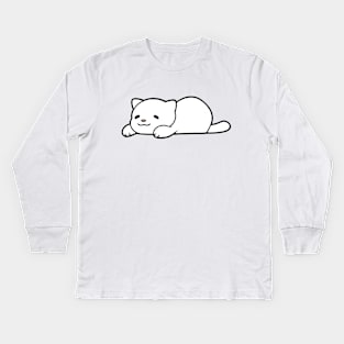 White Chub Cat Kids Long Sleeve T-Shirt